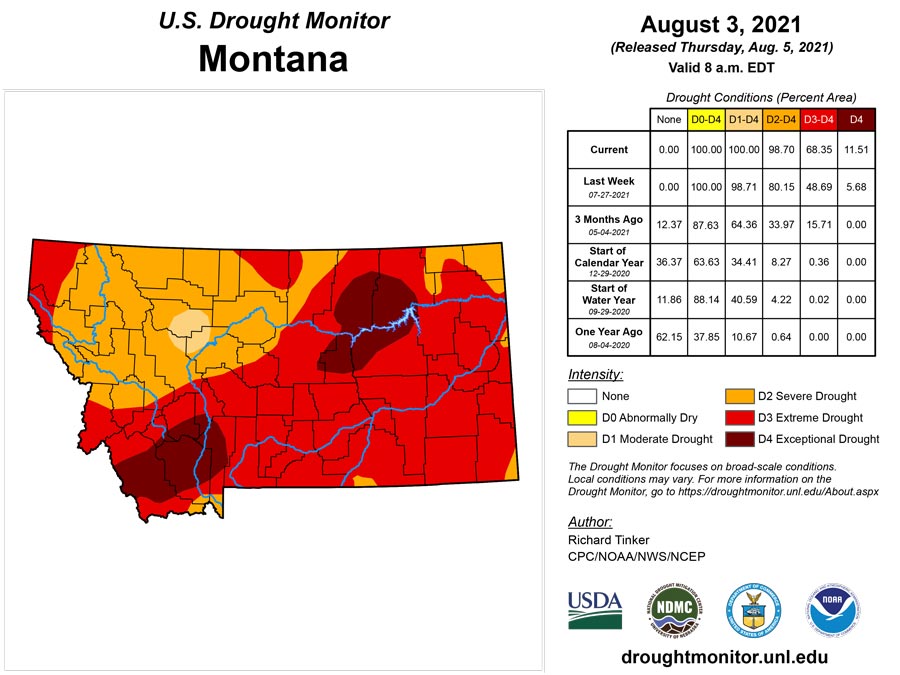 drought map as of August 3, 2021