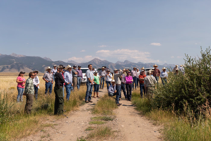 Attendees discussing riparian areas on the Wall Creek Wildlife Management Area